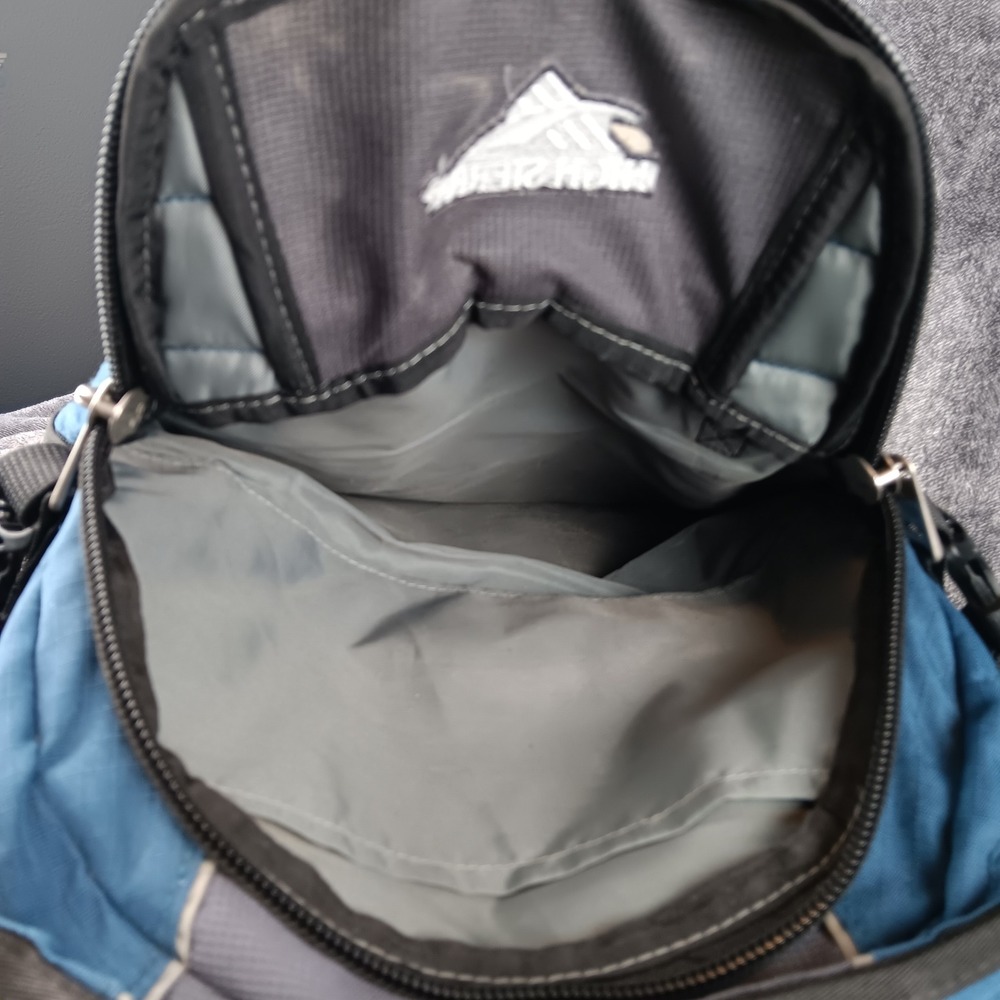 High Sierra Backpack Blue Gray School Travel Hiking Book Bag - Picture 9 of 16